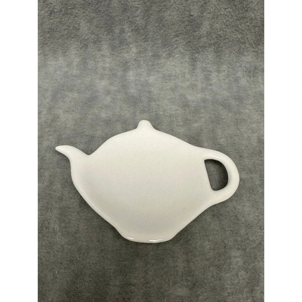 Teabag Rest Holder Dish Teapot Shape Ceramic White‎ Precitime